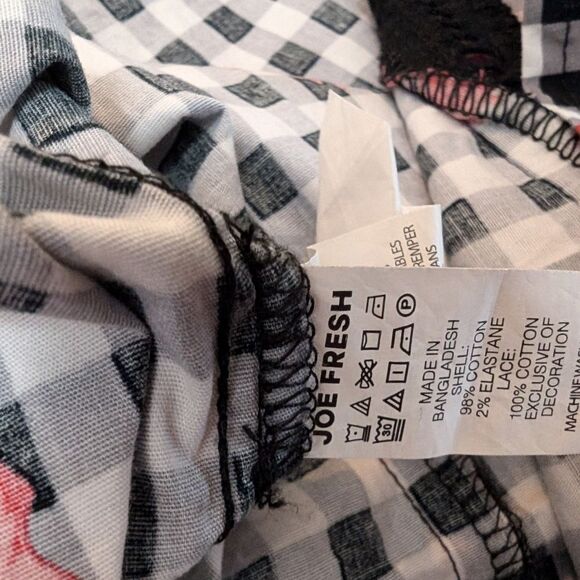 Gingham floral a line elastic band A-line midi cotton skirt size xs - Picture 4 of 5